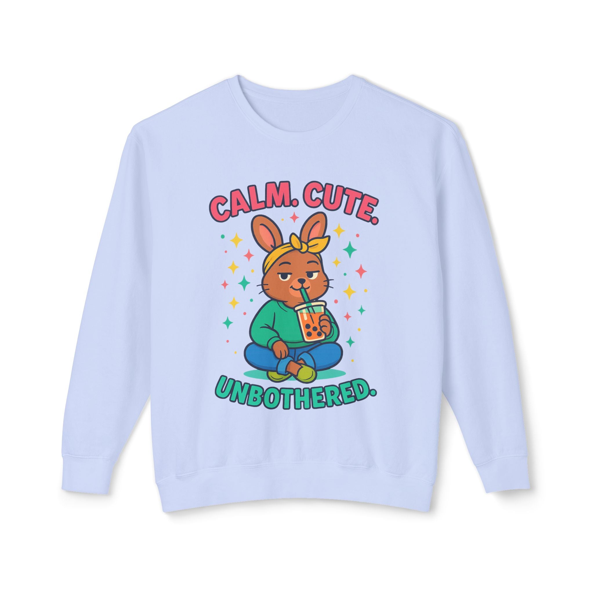 Cute Calm Unisex Lightweight Crewneck Sweatshirt, Relaxed Vibes, Perfect for Gifts, Casual Wear, Cozy Lounging, Fall Apparel