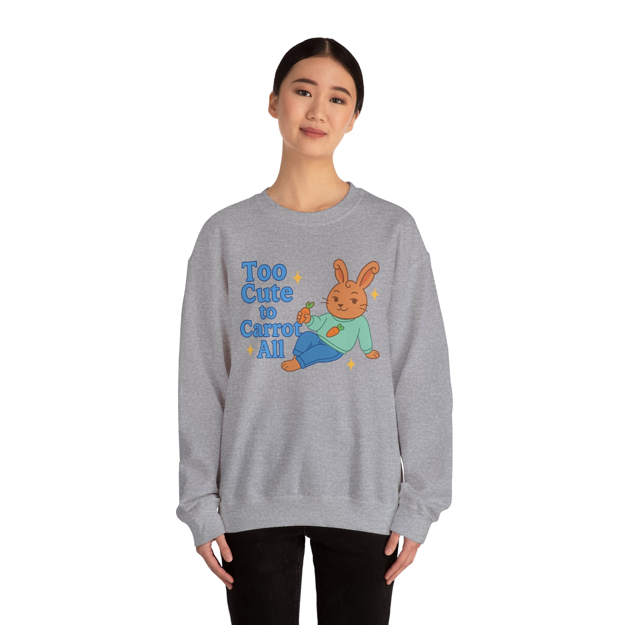 Cute Bunny Sweatshirt - Too Cute to Carrot All | Unisex Crewneck, Cozy Gift for Animal Lovers, Spring Wardrobe Essential