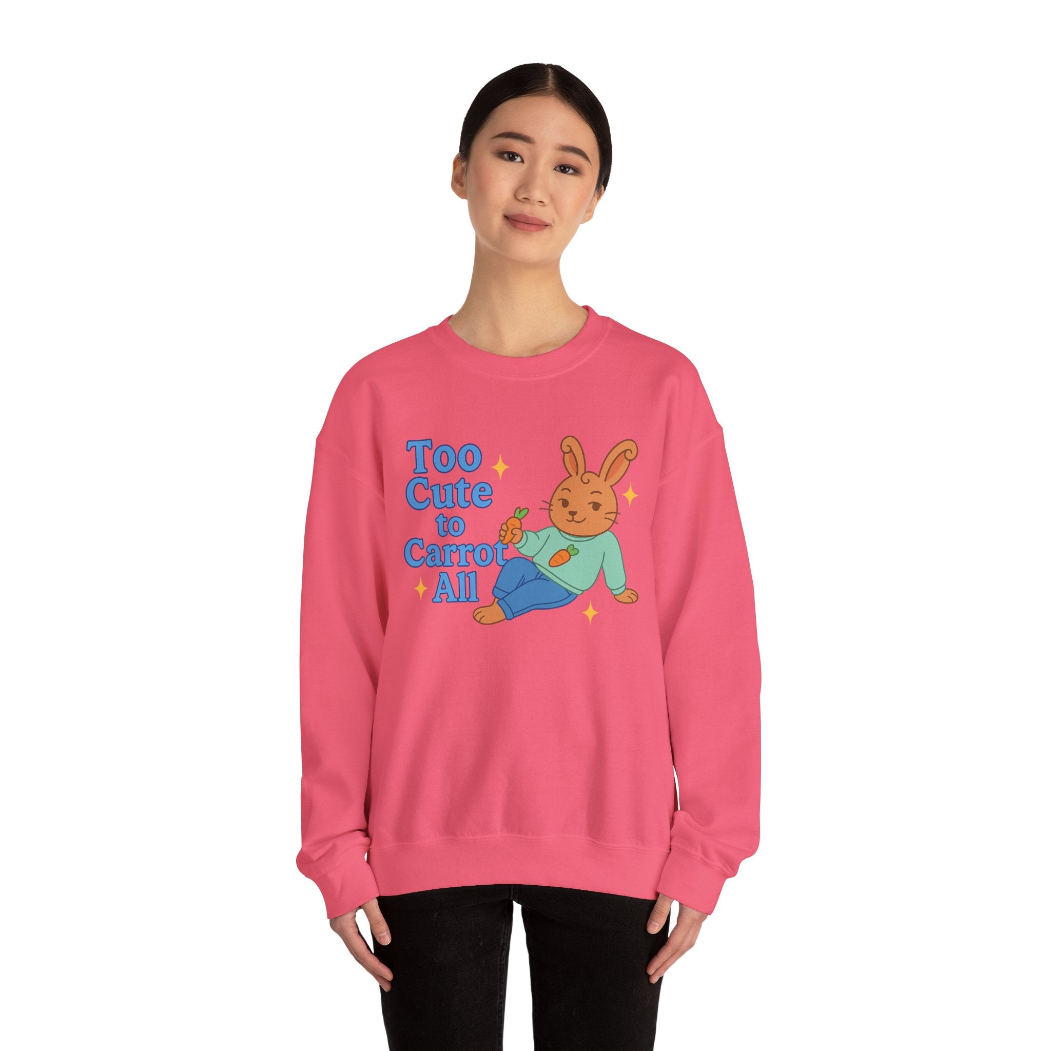 Cute Bunny Sweatshirt - Too Cute to Carrot All | Unisex Crewneck, Cozy Gift for Animal Lovers, Spring Wardrobe Essential
