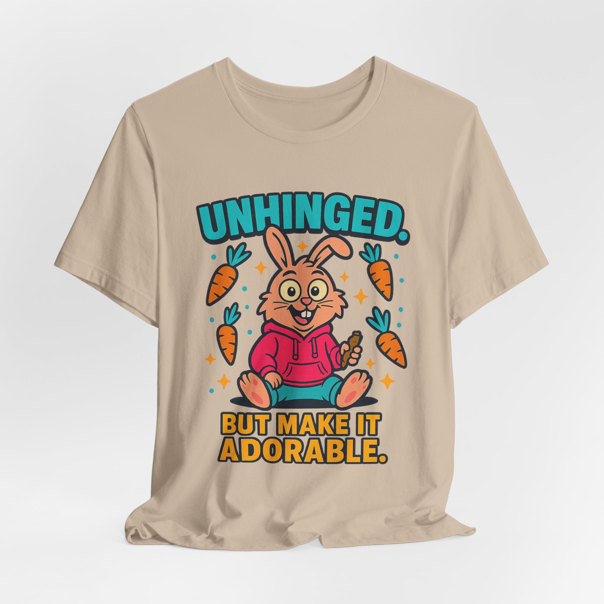 Funny Graphic T-Shirt, Unhinged But Adorable Bunny Tee, Adorable Gift for Birthdays, Casual Wear