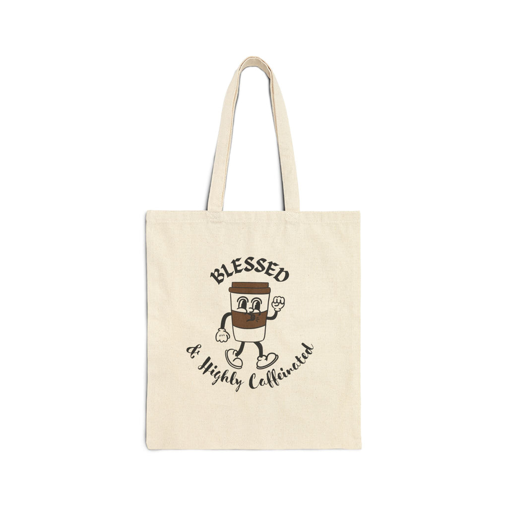 Blessed & Highly Caffeinated Reusable Christian Cotton Tote Bag