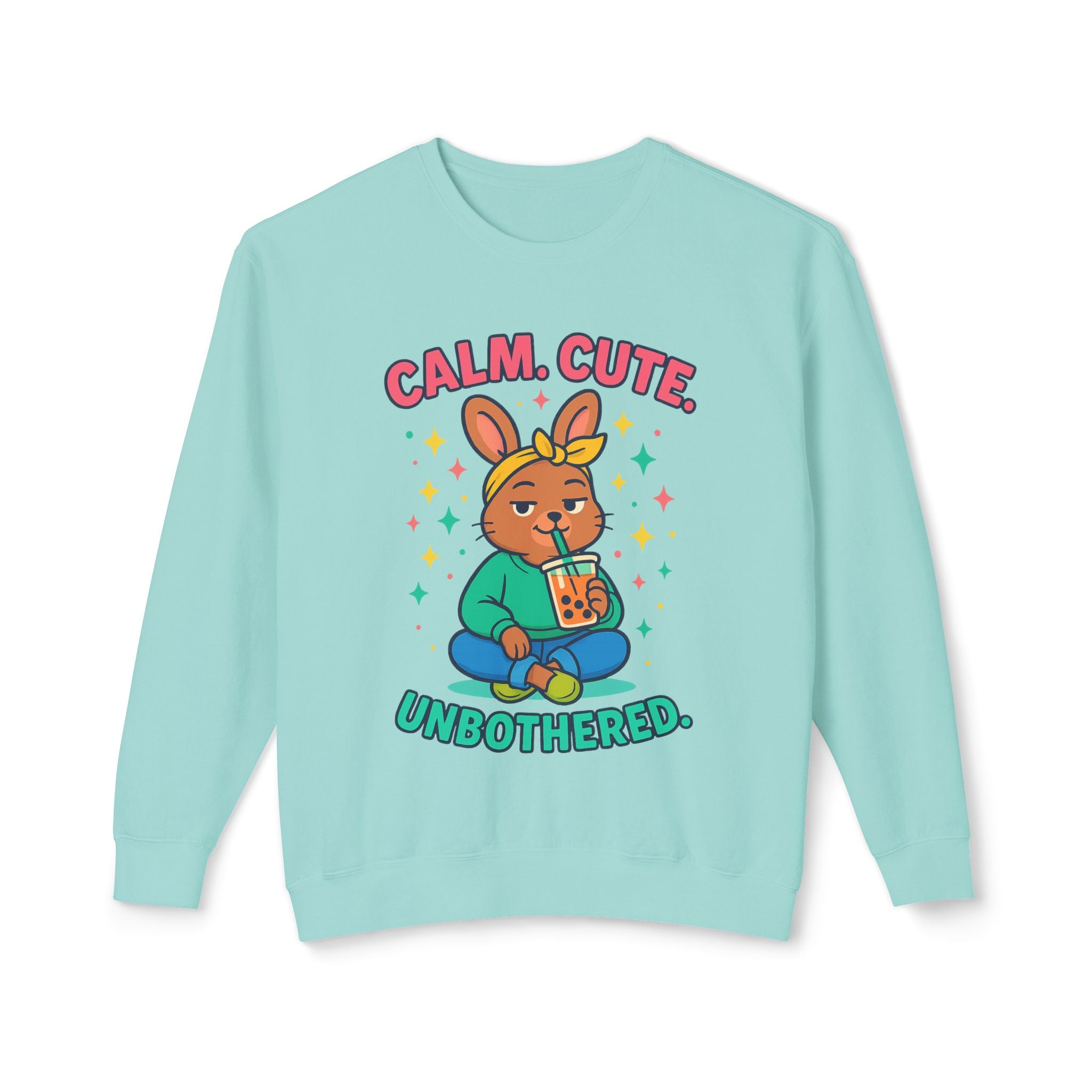 Cute Calm Unisex Lightweight Crewneck Sweatshirt, Relaxed Vibes, Perfect for Gifts, Casual Wear, Cozy Lounging, Fall Apparel