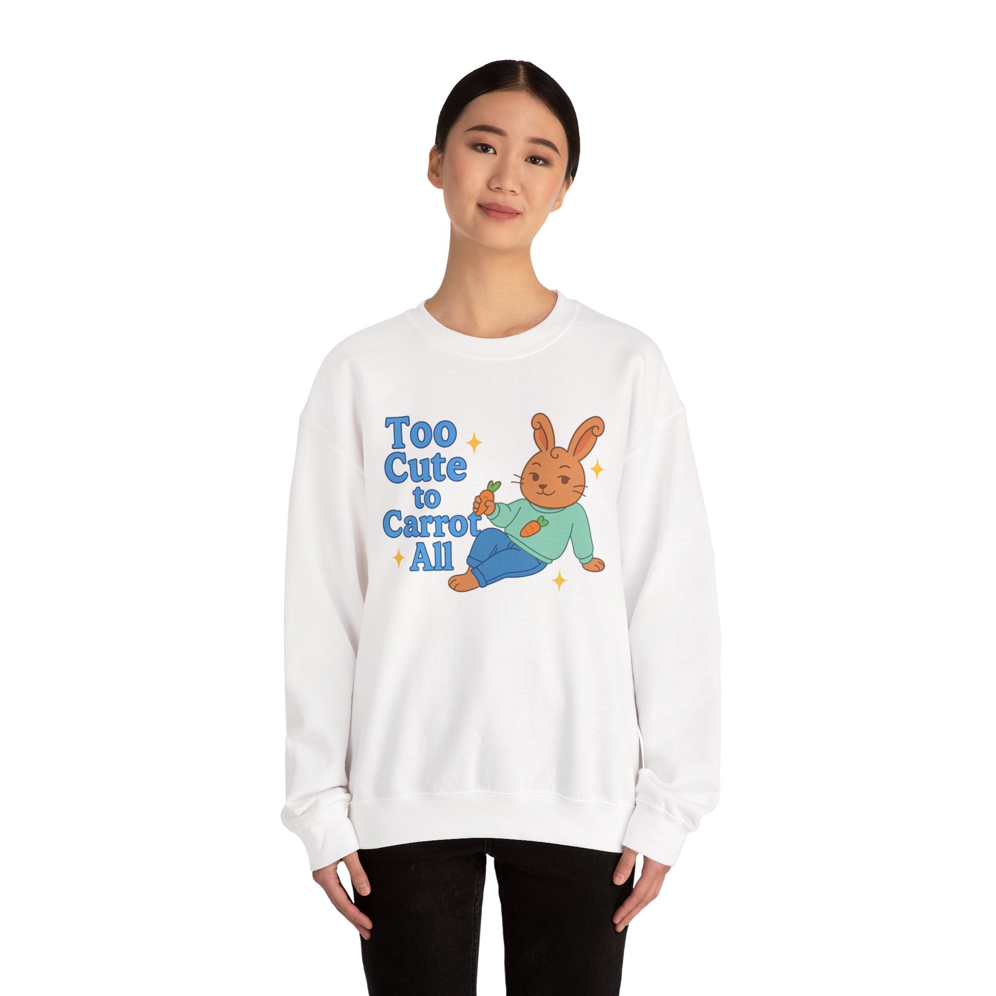 Cute Bunny Sweatshirt - Too Cute to Carrot All | Unisex Crewneck, Cozy Gift for Animal Lovers, Spring Wardrobe Essential