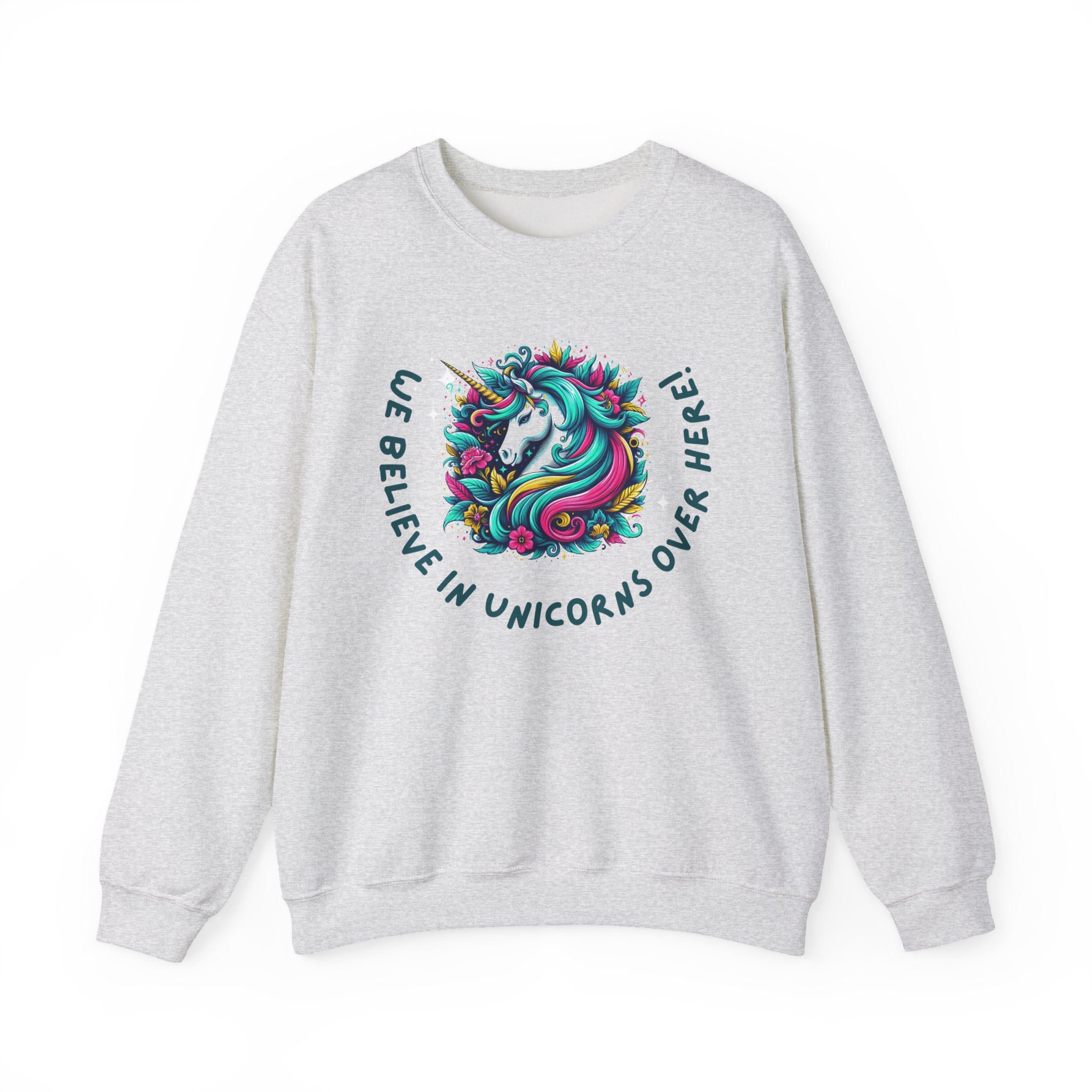Unisex Unicorn Sweatshirt - We Believe in Unicorns, Cozy Crewneck for Magical Moments, Perfect Gift for Animal Lovers, Fun & Whimsical