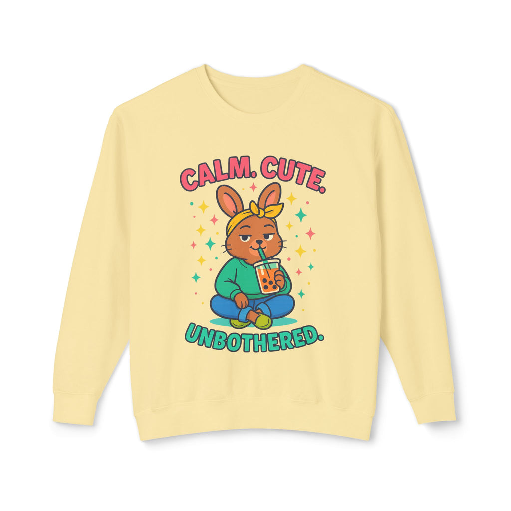 Cute Calm Unisex Lightweight Crewneck Sweatshirt, Relaxed Vibes, Perfect for Gifts, Casual Wear, Cozy Lounging, Fall Apparel