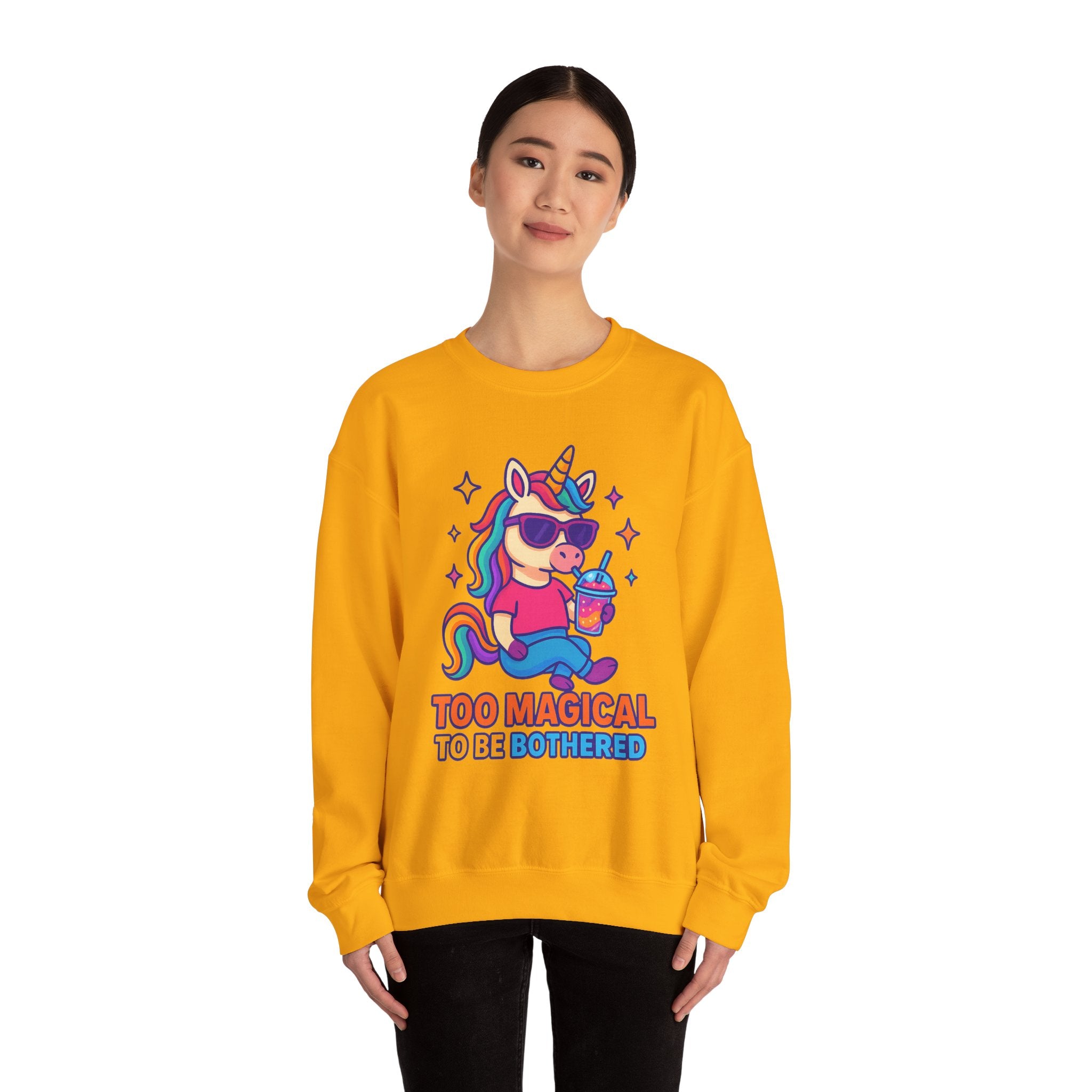 Too Magical to Be Bothered Unicorn Sweatshirt, Cozy Crewneck, Fun Gift for Unicorn Lovers, Cute Lounge Wear, Perfect for Birthdays and