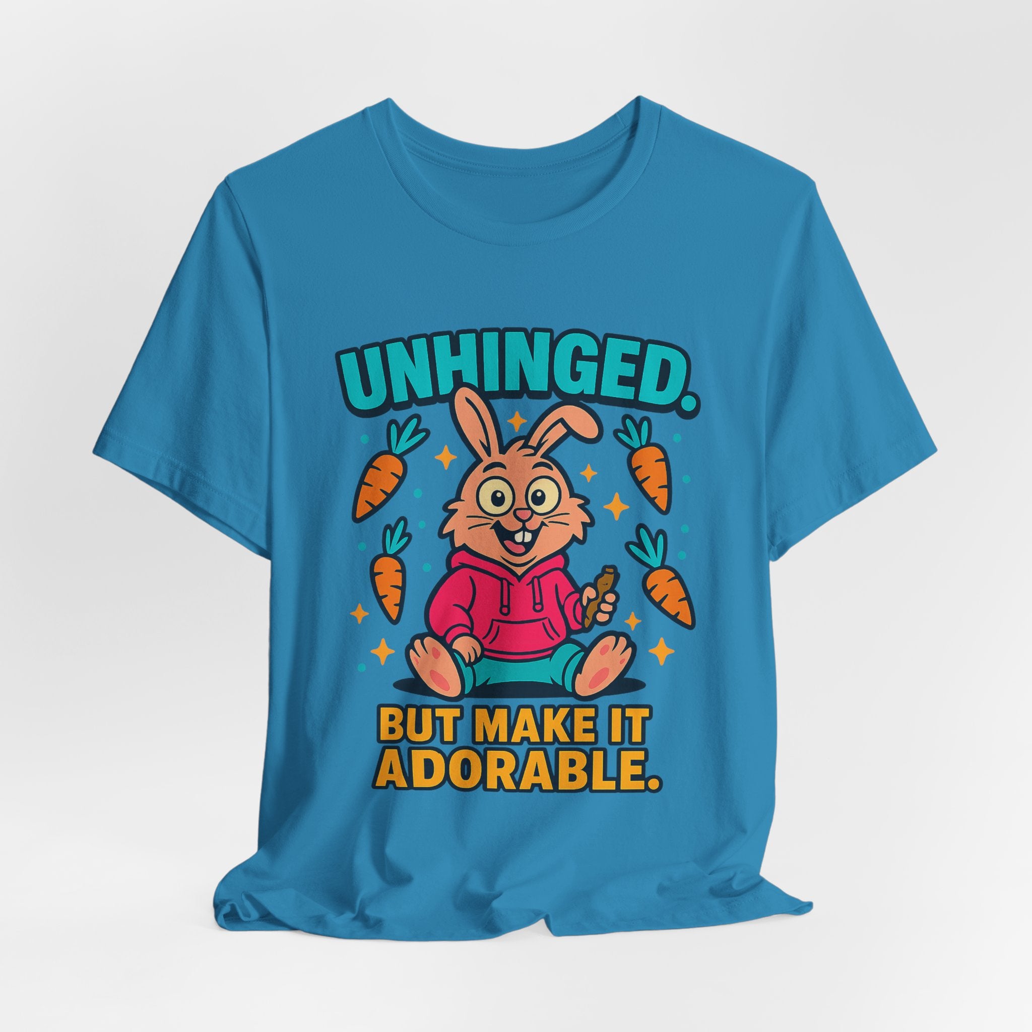 Funny Graphic T-Shirt, Unhinged But Adorable Bunny Tee, Adorable Gift for Birthdays, Casual Wear