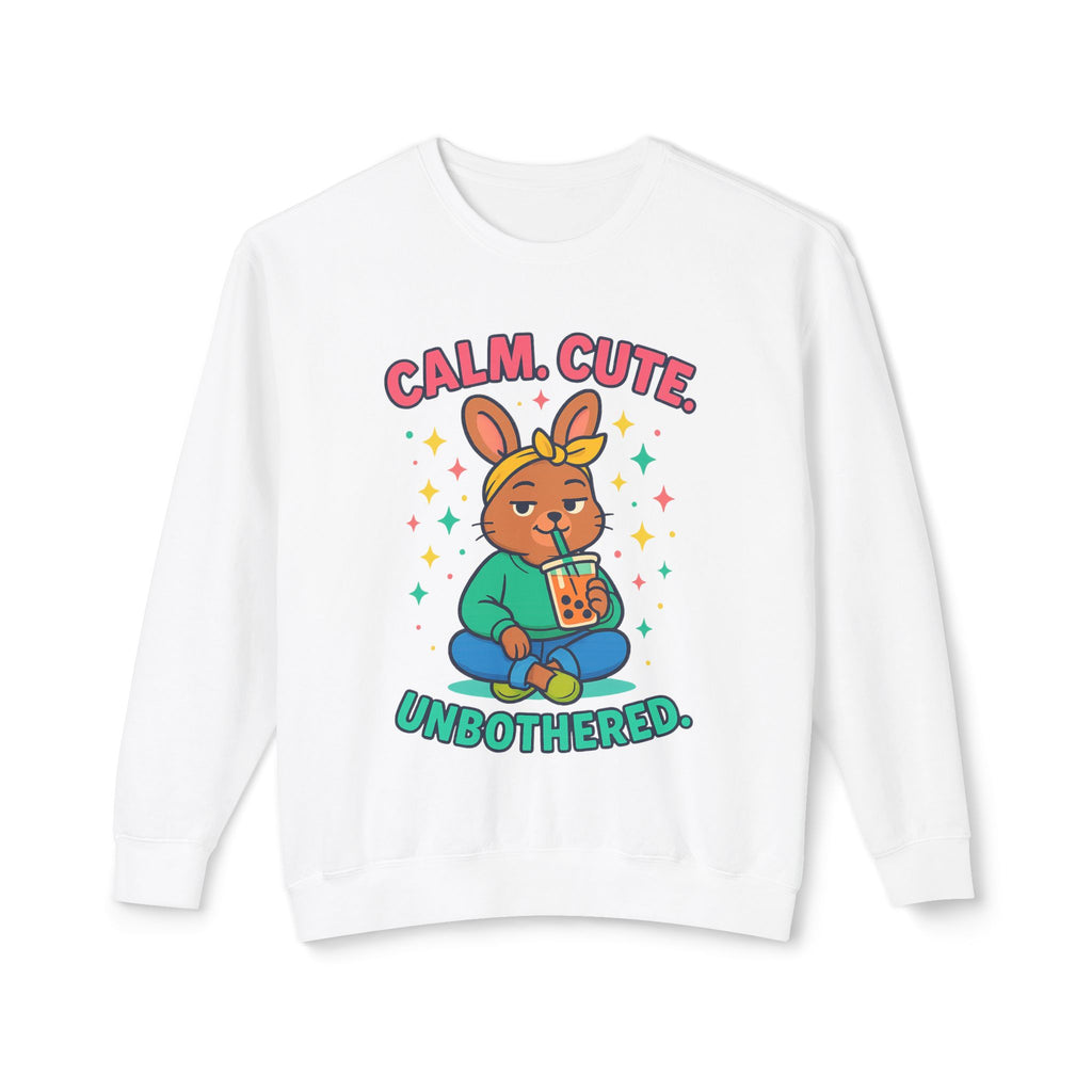 Cute Calm Unisex Lightweight Crewneck Sweatshirt, Relaxed Vibes, Perfect for Gifts, Casual Wear, Cozy Lounging, Fall Apparel