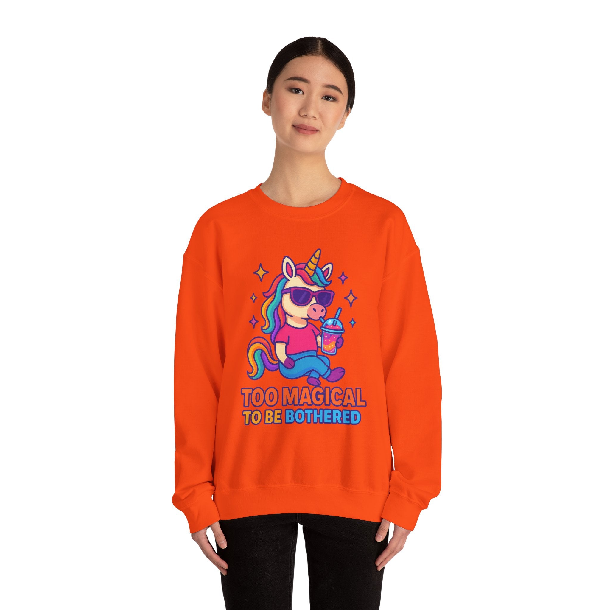 Too Magical to Be Bothered Unicorn Sweatshirt, Cozy Crewneck, Fun Gift for Unicorn Lovers, Cute Lounge Wear, Perfect for Birthdays and