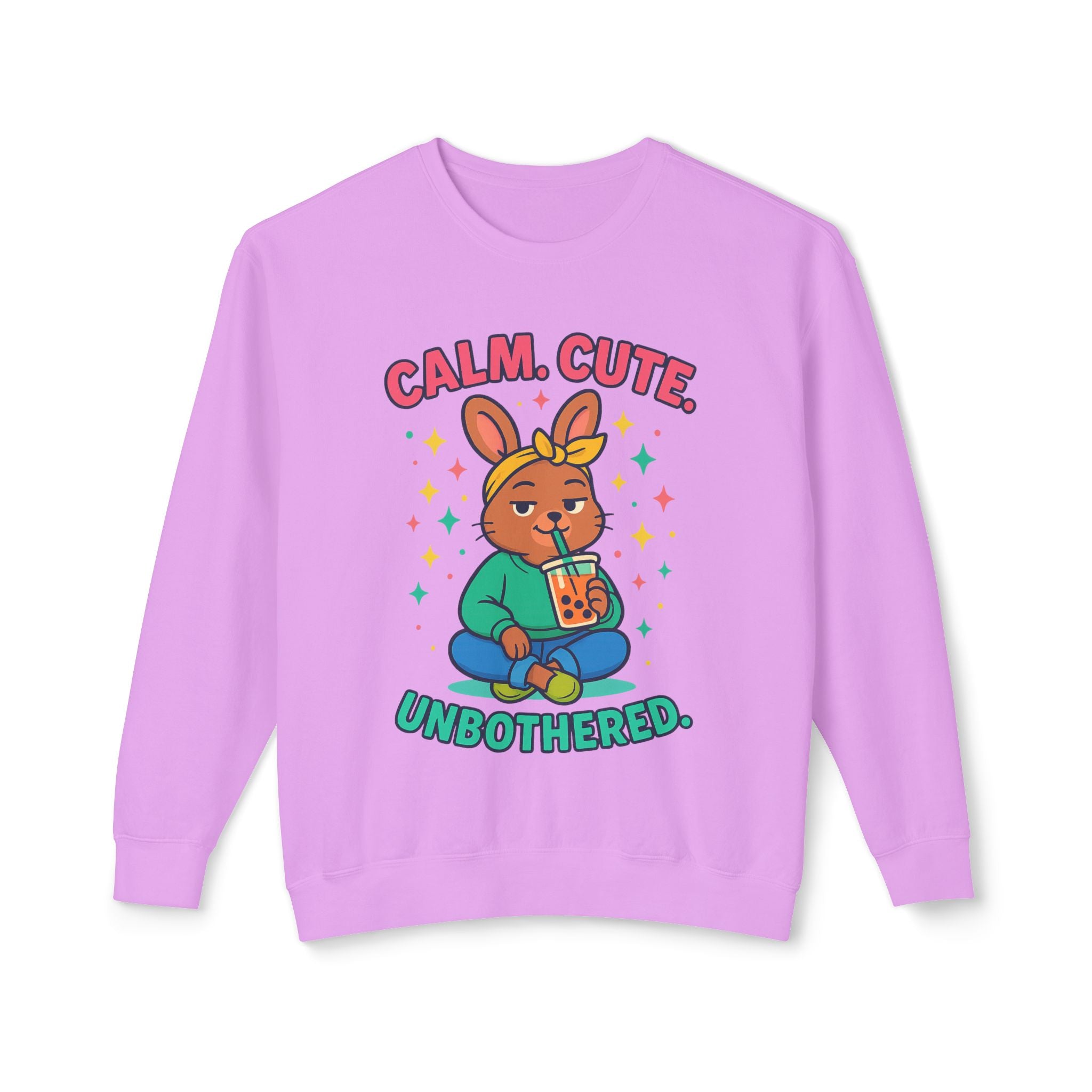 Cute Calm Unisex Lightweight Crewneck Sweatshirt, Relaxed Vibes, Perfect for Gifts, Casual Wear, Cozy Lounging, Fall Apparel