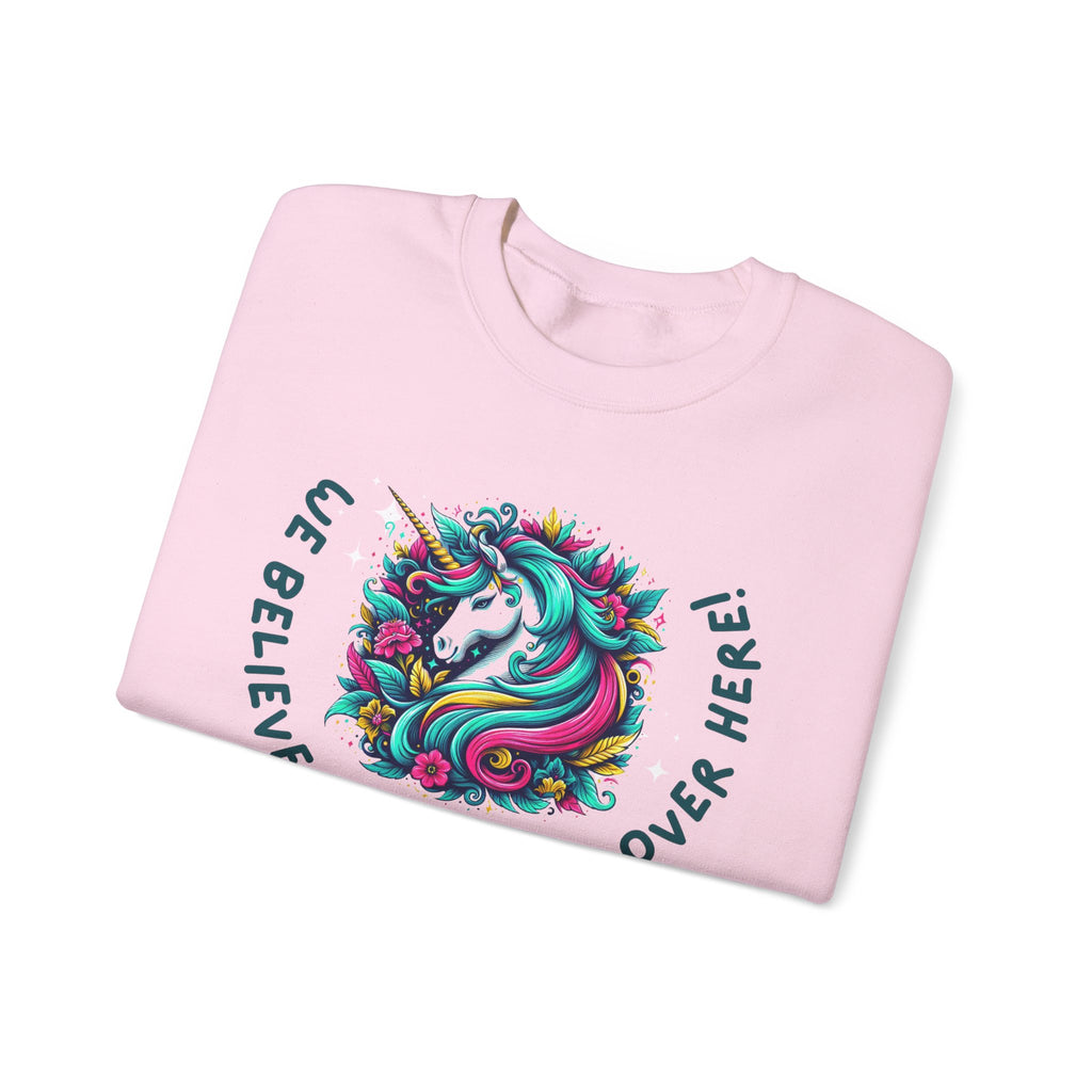 Unisex Unicorn Sweatshirt - We Believe in Unicorns, Cozy Crewneck for Magical Moments, Perfect Gift for Animal Lovers, Fun & Whimsical