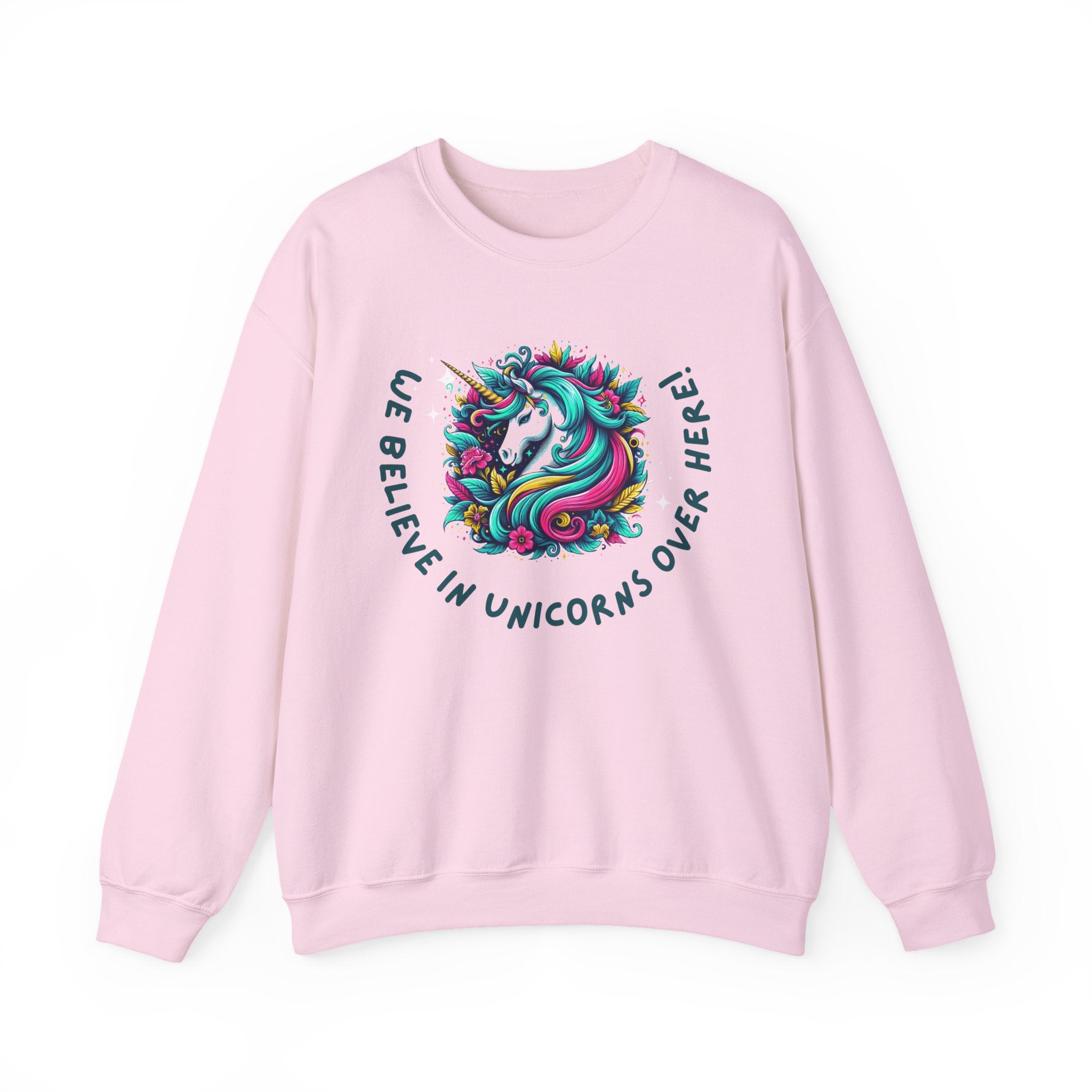 Unisex Unicorn Sweatshirt - We Believe in Unicorns, Cozy Crewneck for Magical Moments, Perfect Gift for Animal Lovers, Fun & Whimsical