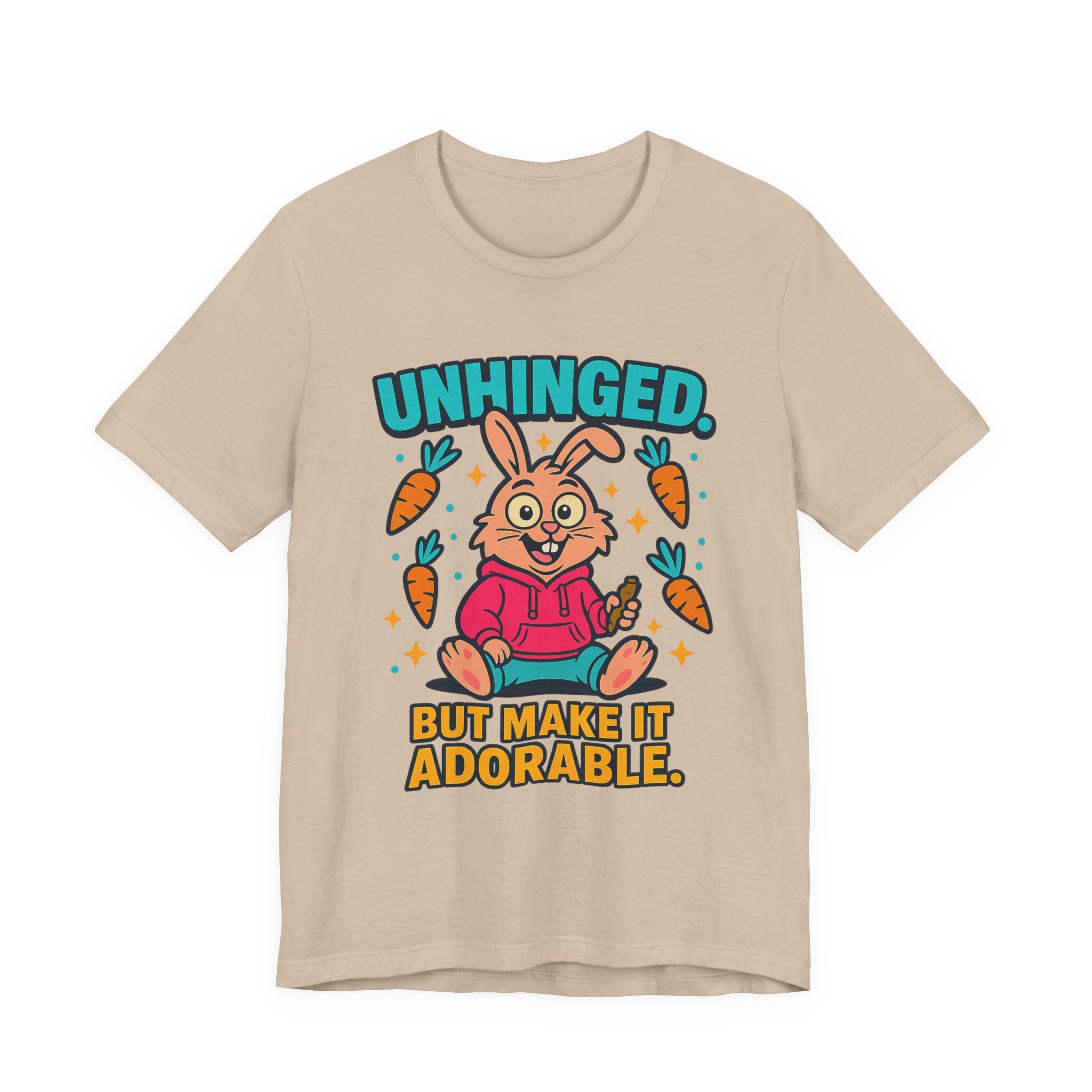 Funny Graphic T-Shirt, Unhinged But Adorable Bunny Tee, Adorable Gift for Birthdays, Casual Wear