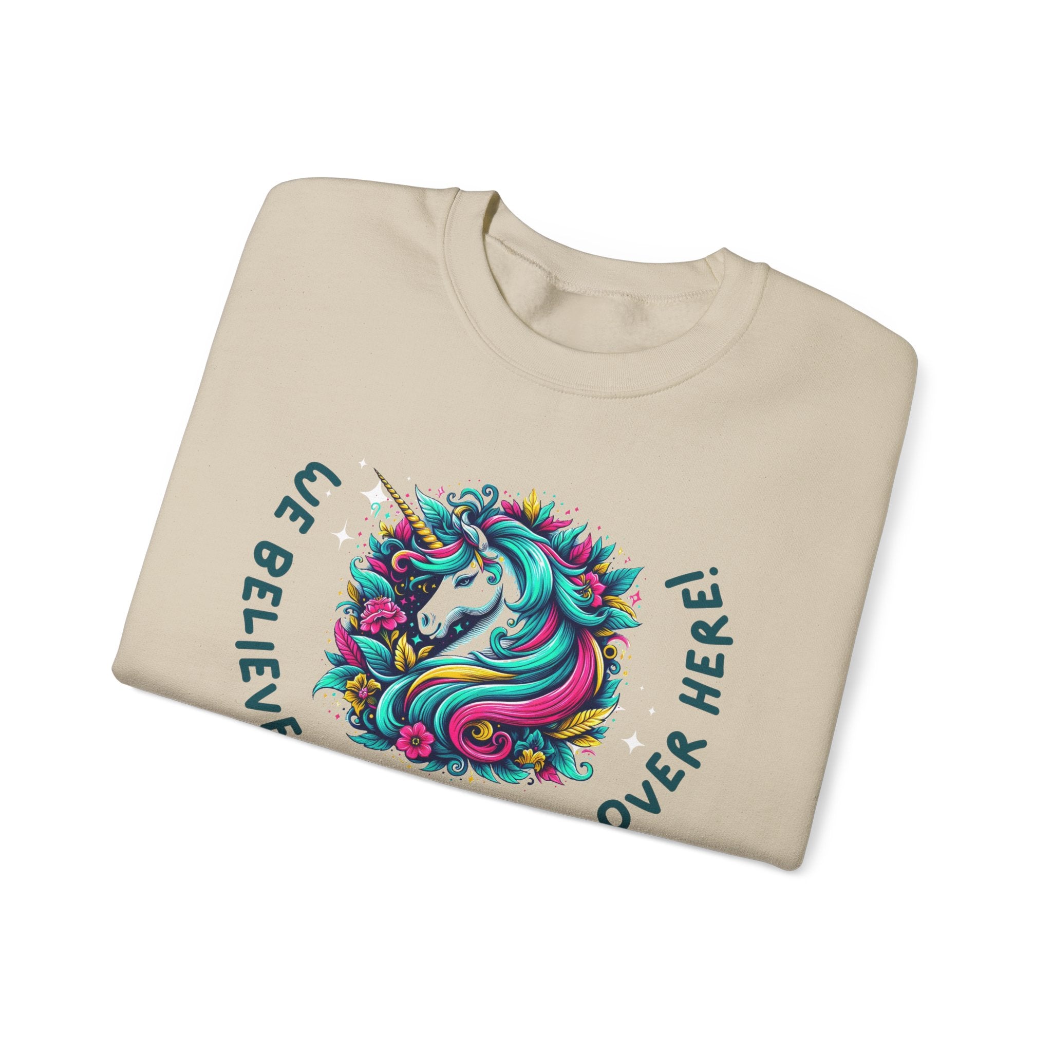 Unisex Unicorn Sweatshirt - We Believe in Unicorns, Cozy Crewneck for Magical Moments, Perfect Gift for Animal Lovers, Fun & Whimsical