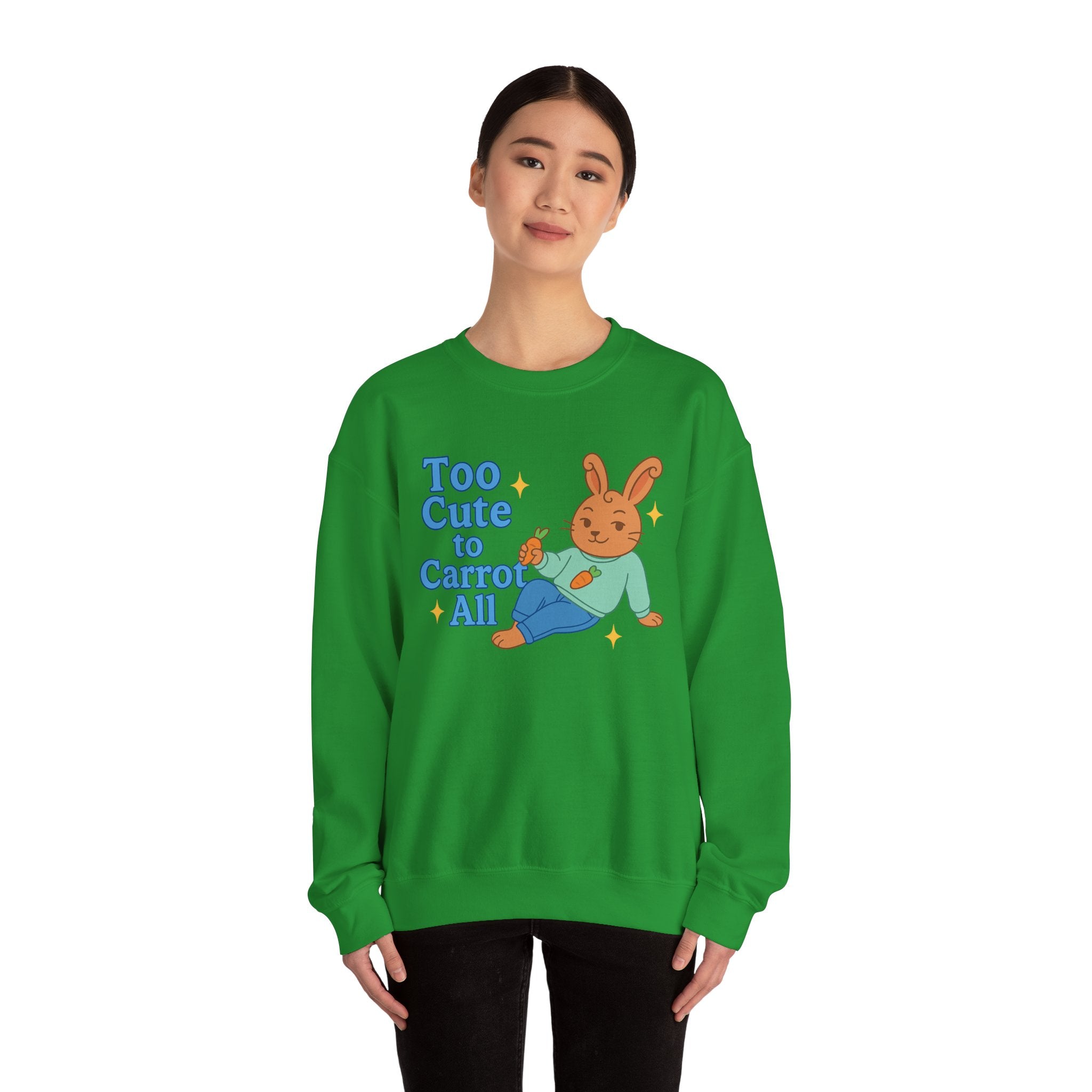 Cute Bunny Sweatshirt - Too Cute to Carrot All | Unisex Crewneck, Cozy Gift for Animal Lovers, Spring Wardrobe Essential