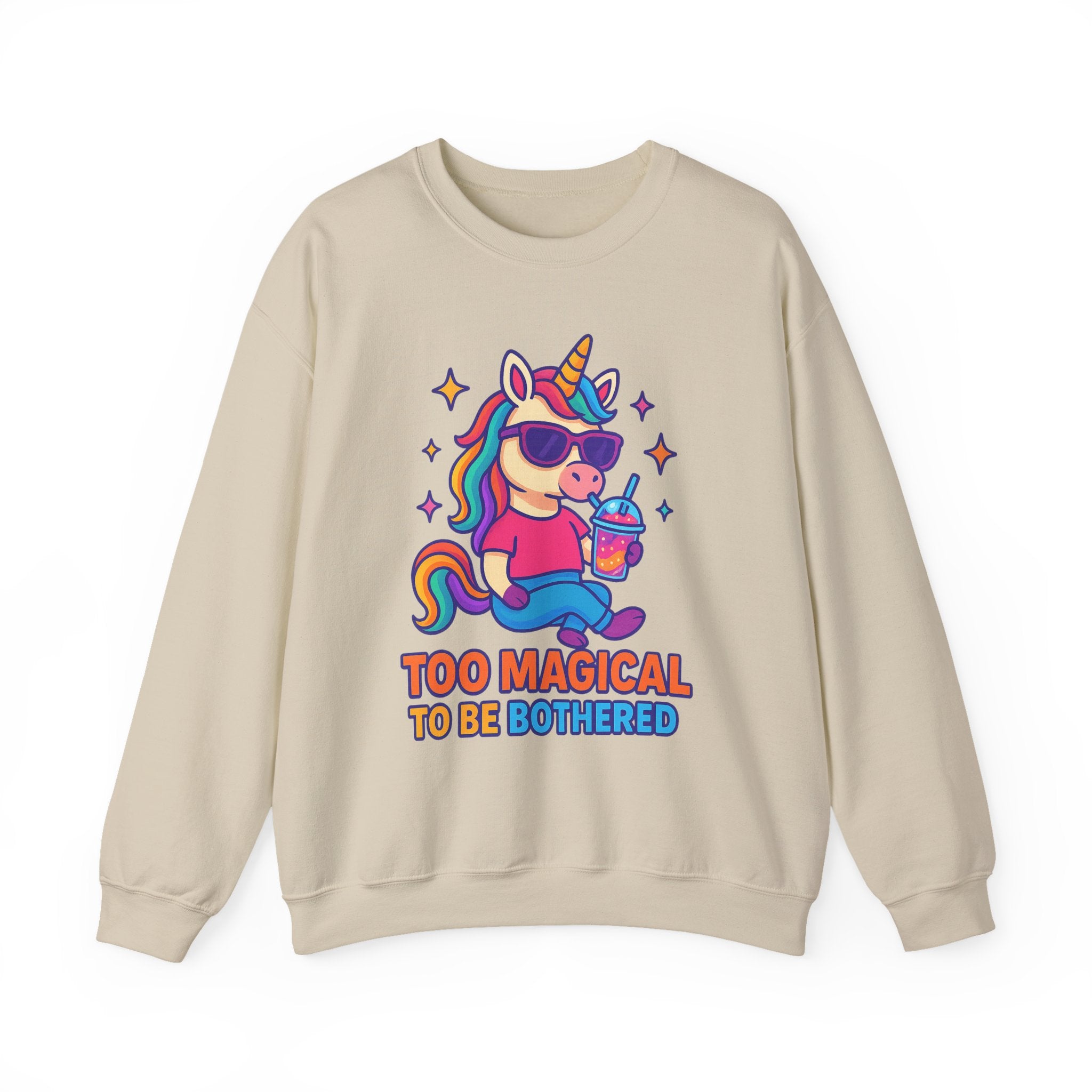 Too Magical to Be Bothered Unicorn Sweatshirt, Cozy Crewneck, Fun Gift for Unicorn Lovers, Cute Lounge Wear, Perfect for Birthdays and