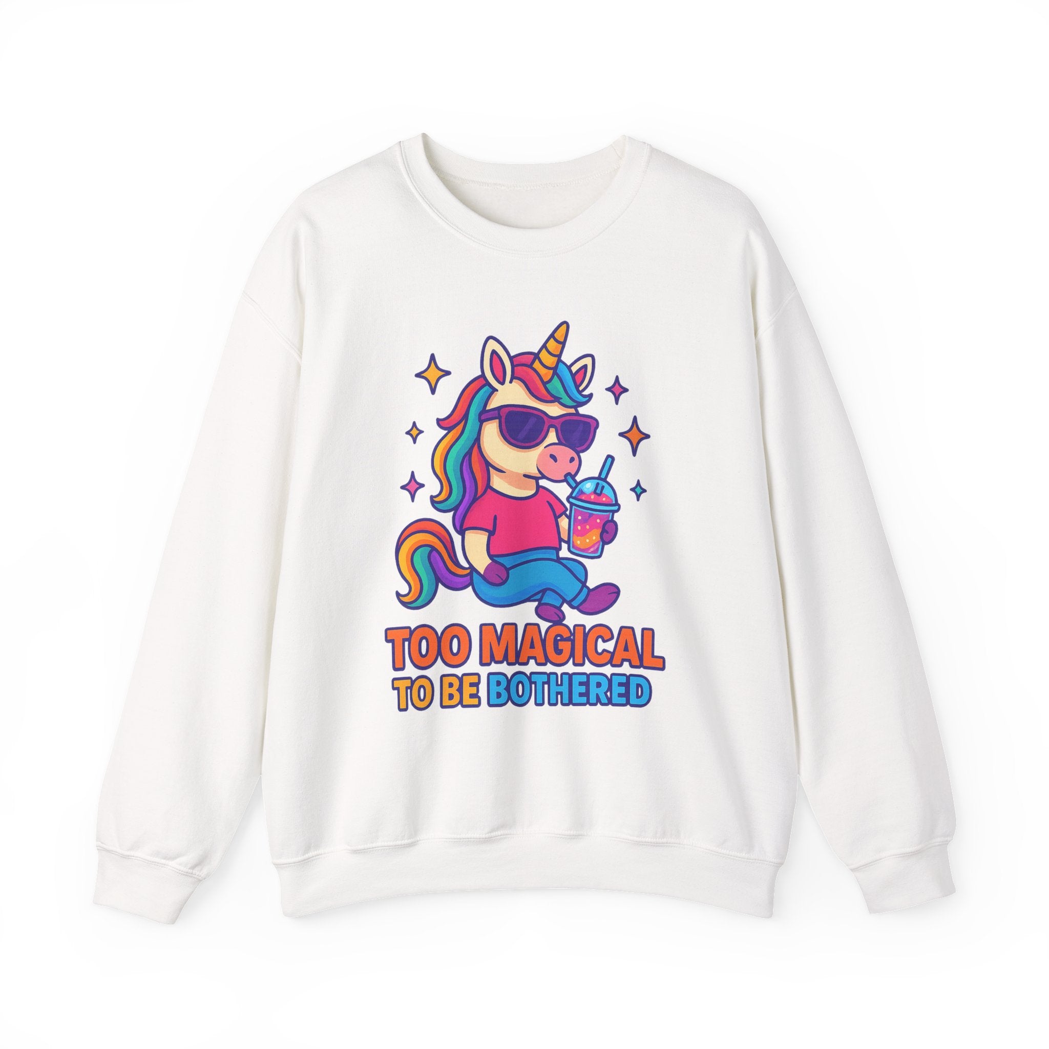 Too Magical to Be Bothered Unicorn Sweatshirt, Cozy Crewneck, Fun Gift for Unicorn Lovers, Cute Lounge Wear, Perfect for Birthdays and