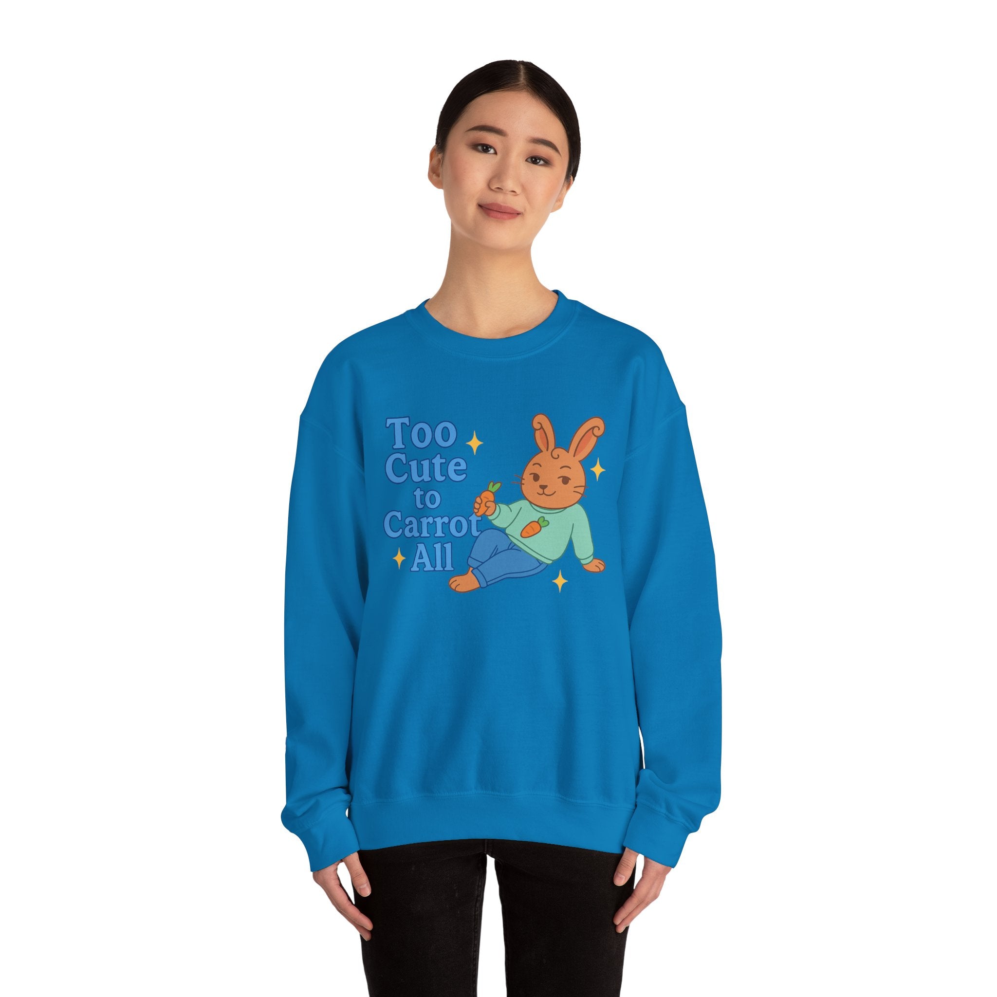 Cute Bunny Sweatshirt - Too Cute to Carrot All | Unisex Crewneck, Cozy Gift for Animal Lovers, Spring Wardrobe Essential