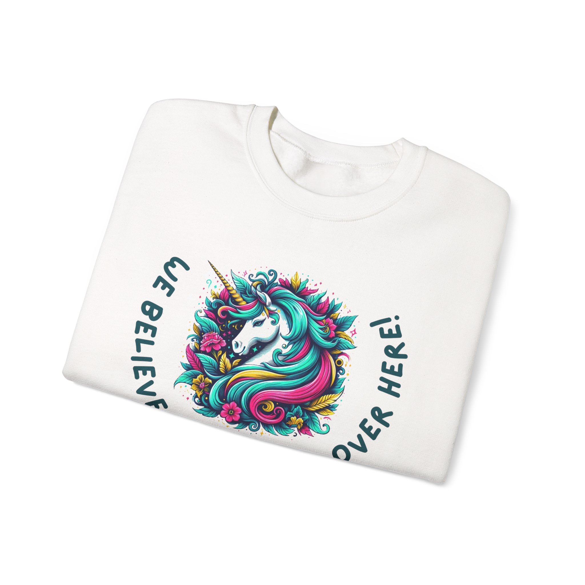 Unisex Unicorn Sweatshirt - We Believe in Unicorns, Cozy Crewneck for Magical Moments, Perfect Gift for Animal Lovers, Fun & Whimsical