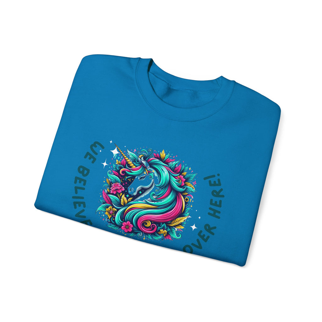 Unisex Unicorn Sweatshirt - We Believe in Unicorns, Cozy Crewneck for Magical Moments, Perfect Gift for Animal Lovers, Fun & Whimsical