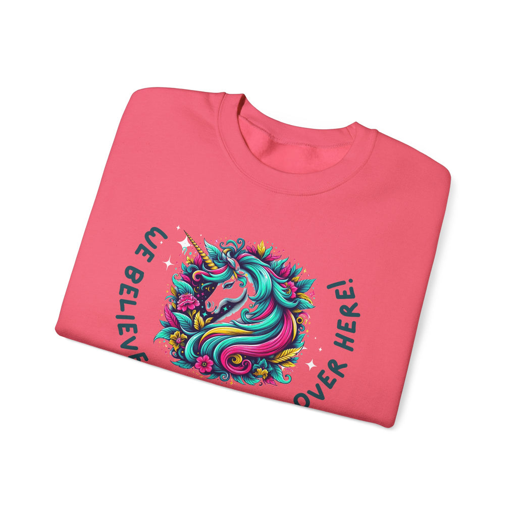 Unisex Unicorn Sweatshirt - We Believe in Unicorns, Cozy Crewneck for Magical Moments, Perfect Gift for Animal Lovers, Fun & Whimsical