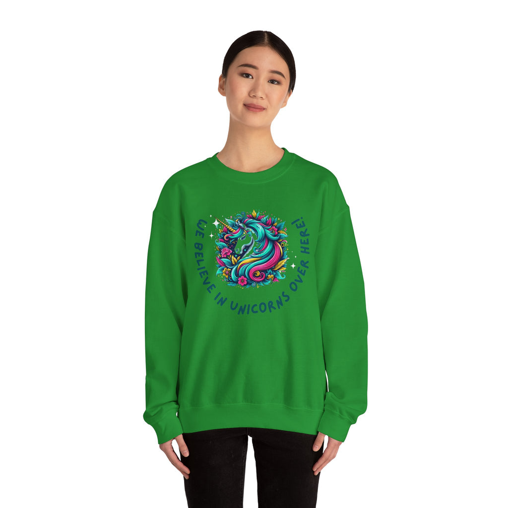 Unisex Unicorn Sweatshirt - We Believe in Unicorns, Cozy Crewneck for Magical Moments, Perfect Gift for Animal Lovers, Fun & Whimsical