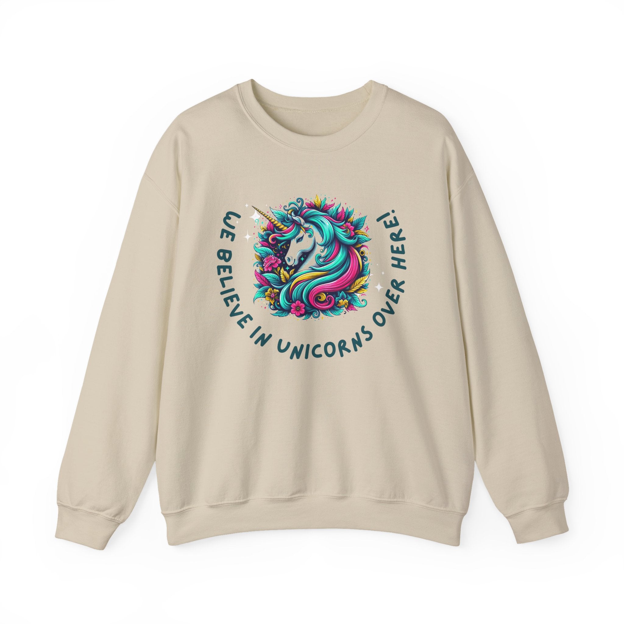 Unisex Unicorn Sweatshirt - We Believe in Unicorns, Cozy Crewneck for Magical Moments, Perfect Gift for Animal Lovers, Fun & Whimsical