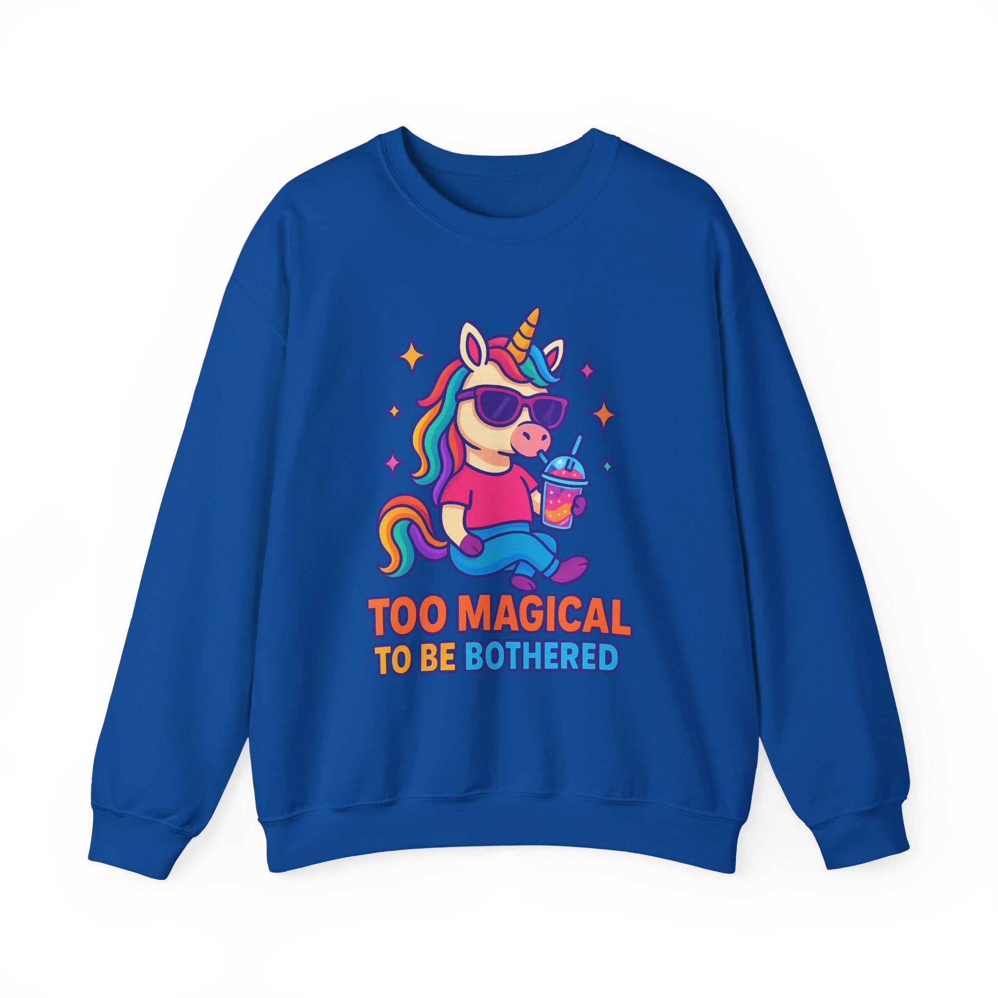 Too Magical to Be Bothered Unicorn Sweatshirt, Cozy Crewneck, Fun Gift for Unicorn Lovers, Cute Lounge Wear, Perfect for Birthdays and