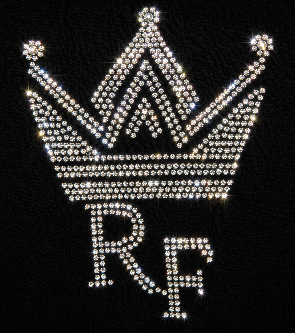 RoyaltyFix Rhinestone Crown T-Shirt | Luxury Streetwear | Premium Black Tee | Hotfix Crystal Left Chest Shirt
