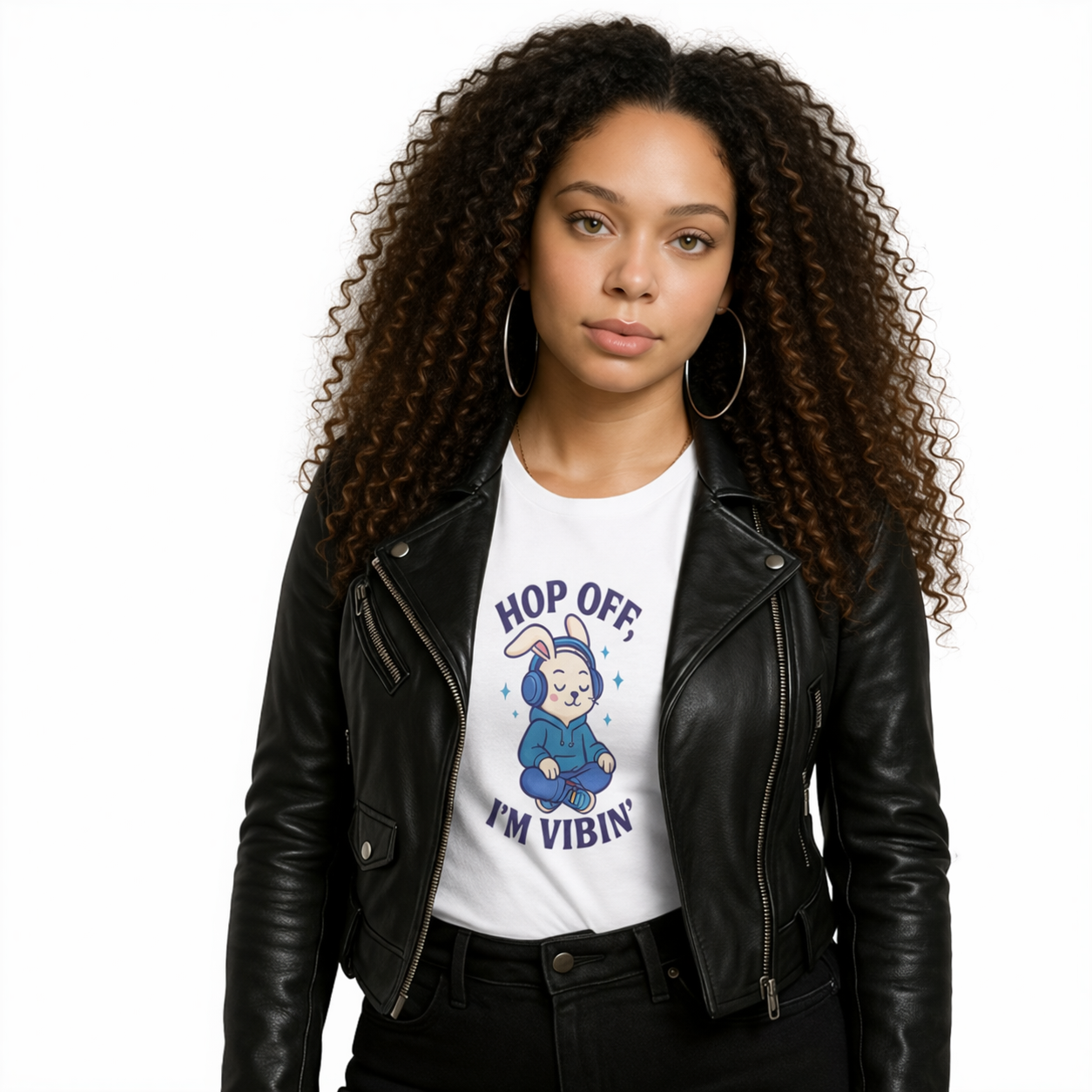 Chill Graphic Tee, Fun Bunny Shirt, Music Lover's Apparel, Holiday Gift, Cute Cartoon Tee, Casual Stylish Top