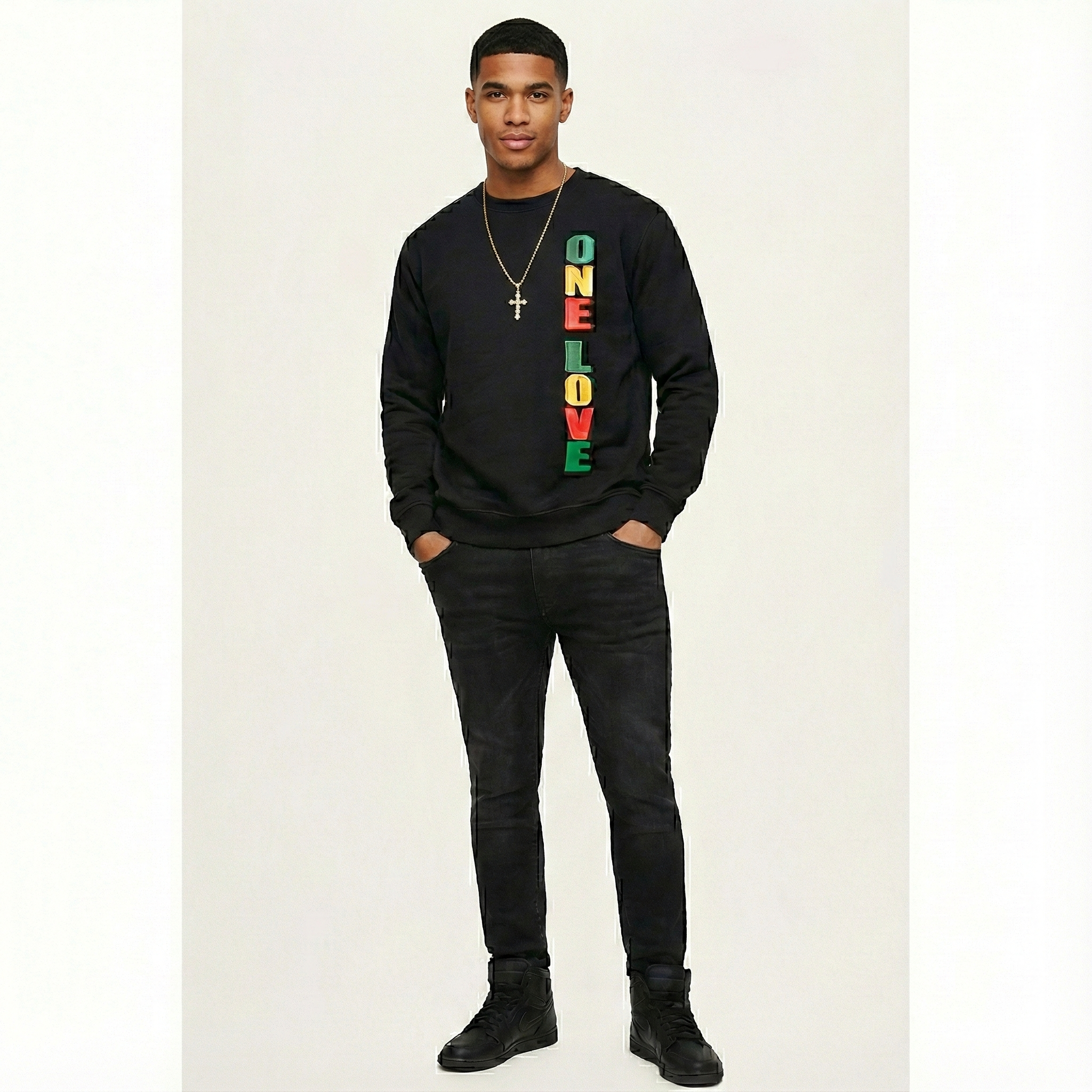 One Love Vertical Sweatshirt – Black