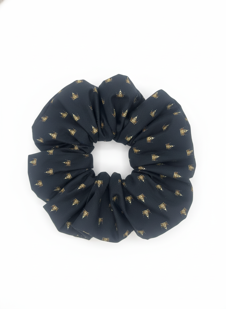 Black Crowns Scrunchie: Cotton Hair Tie