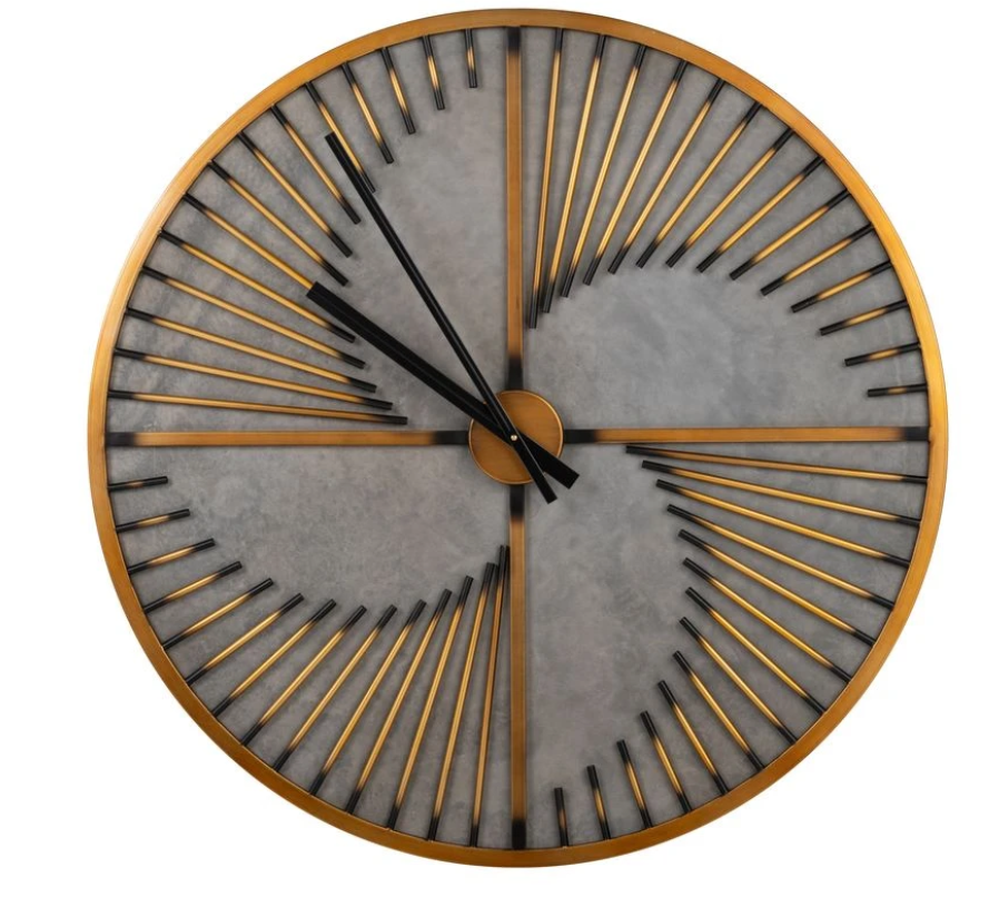 36" Robertson Wall Clock – Luxury Metal Statement Wall Decor for Living Room, Modern Rustic Bronze Large Wall Clock