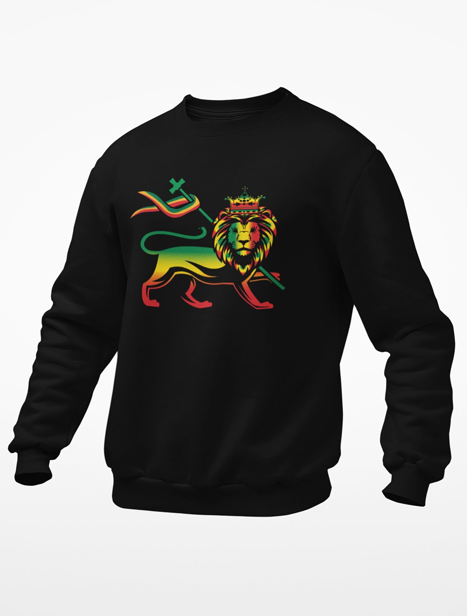 Black Rasta Lion of Judah Sweatshirt – Reggae Streetwear Crewneck