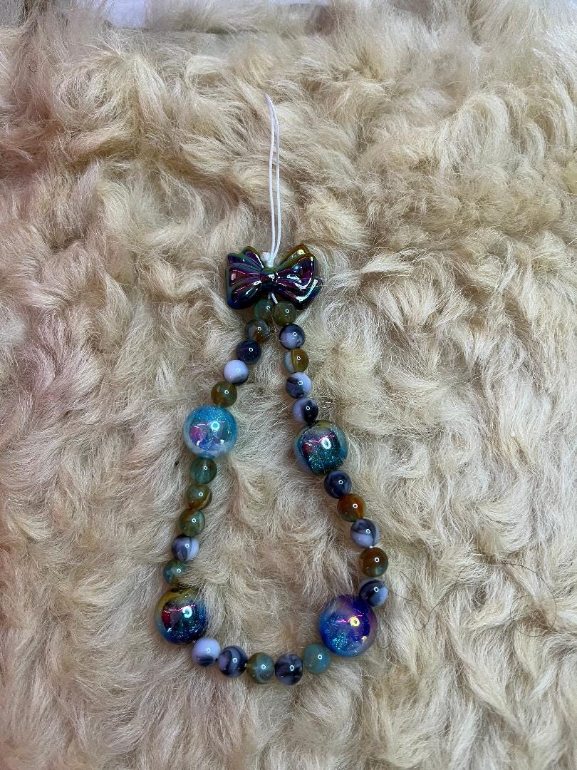 Moonlit Galaxy: Gorgeous Iridescent Blue Stone Phone Charm Aesthetic Phone Charm/Strap Cute Accessories for Phone | Gift for her/Mom