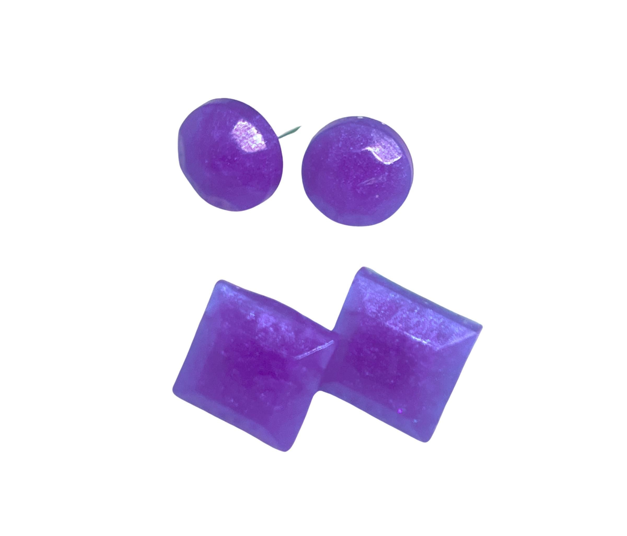 Handmade Sapphire Blue Earrings Set: Round and Square Geometric Jewelry