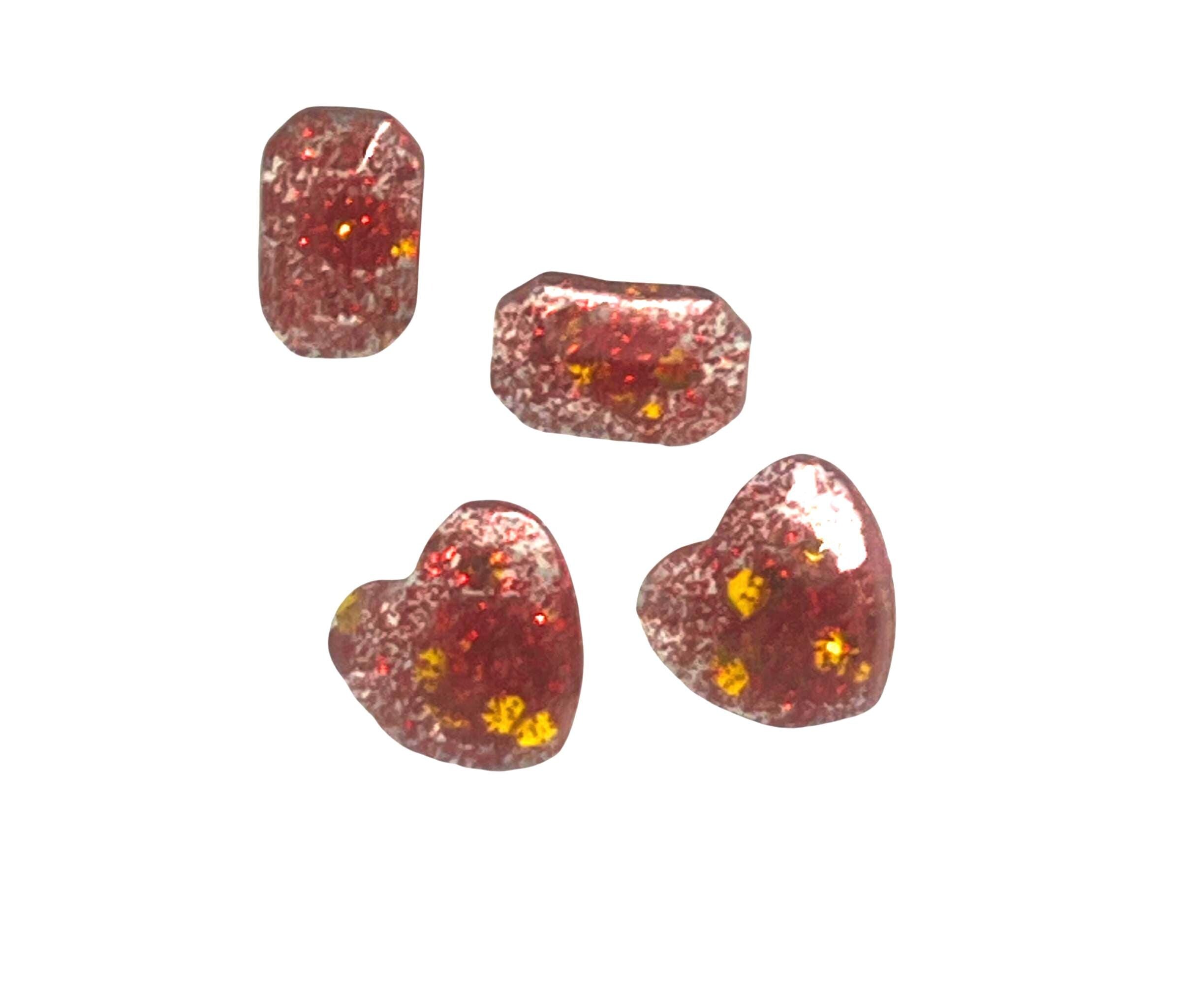 Handmade Red and Gold Glitter Stud Earrings Set - Sparkly Jewelry