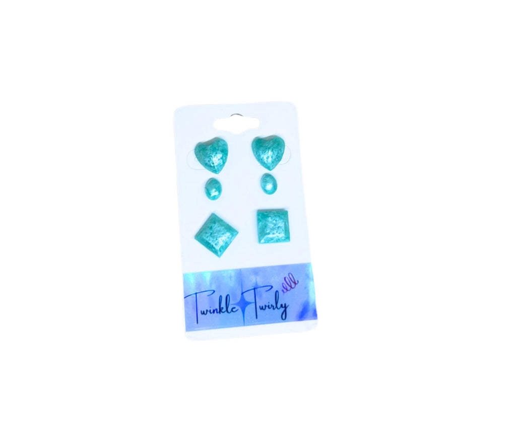 Minty Spark Green Earrings Set - 3 Pairs of Trendy Handmade Earrings