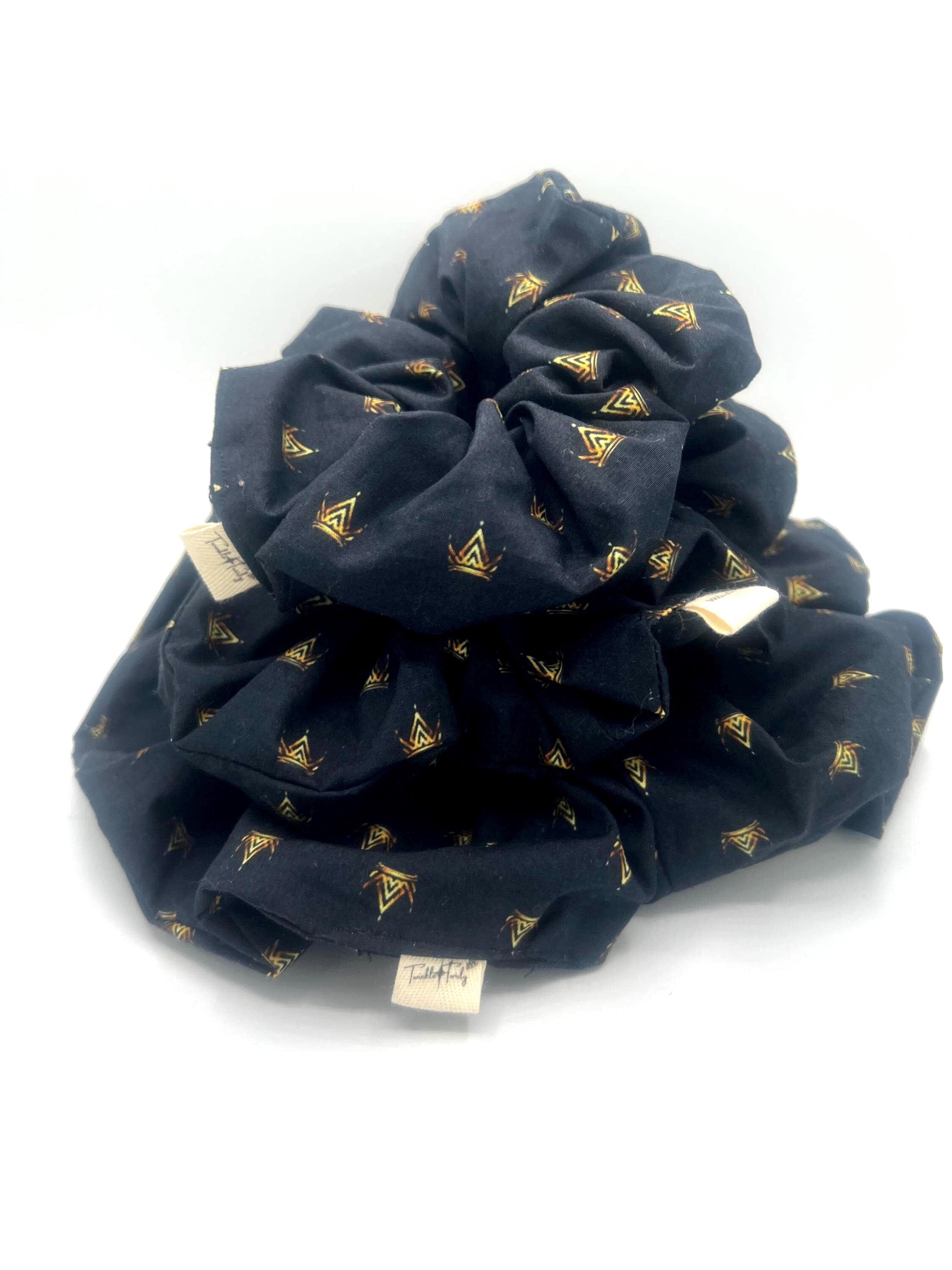 Black Crowns Scrunchie: Cotton Hair Tie