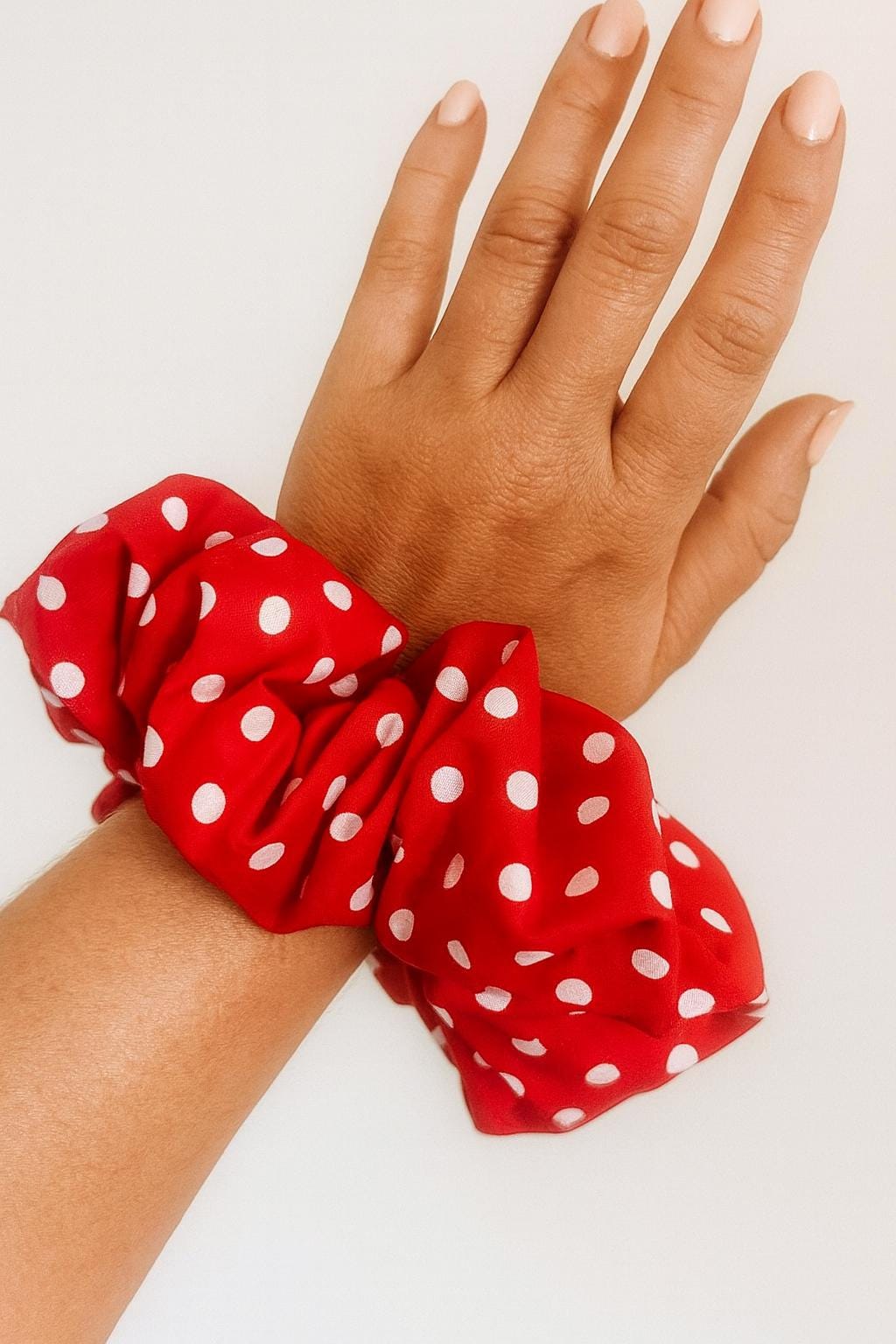 Red Polka Dot Scrunchie: Retro Hair Tie