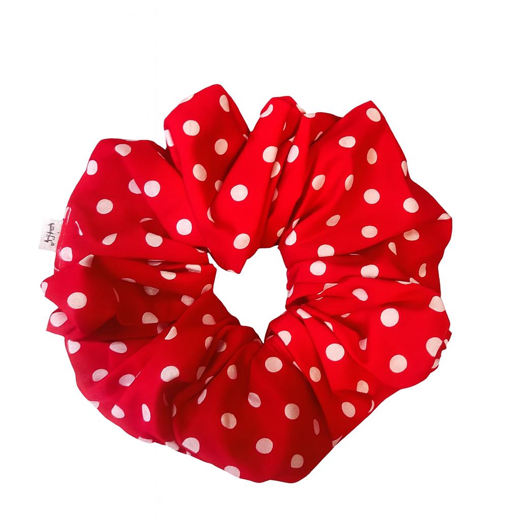 Red Polka Dot Scrunchie: Retro Hair Tie